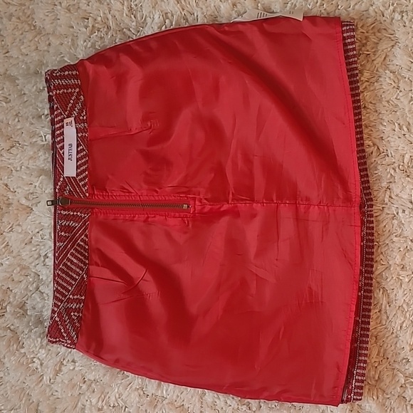 JustFab Jacquard Tapestry Woven A-Line Mini Skirt XS Red White - Picture 13 of 17